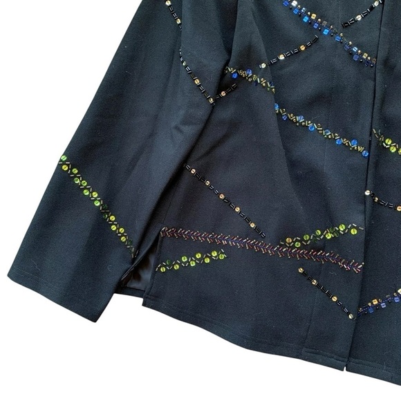 Vtg Susan Graver Style Sequined Beaded Formal Jacket Black Multicolor Size M - Picture 4 of 8